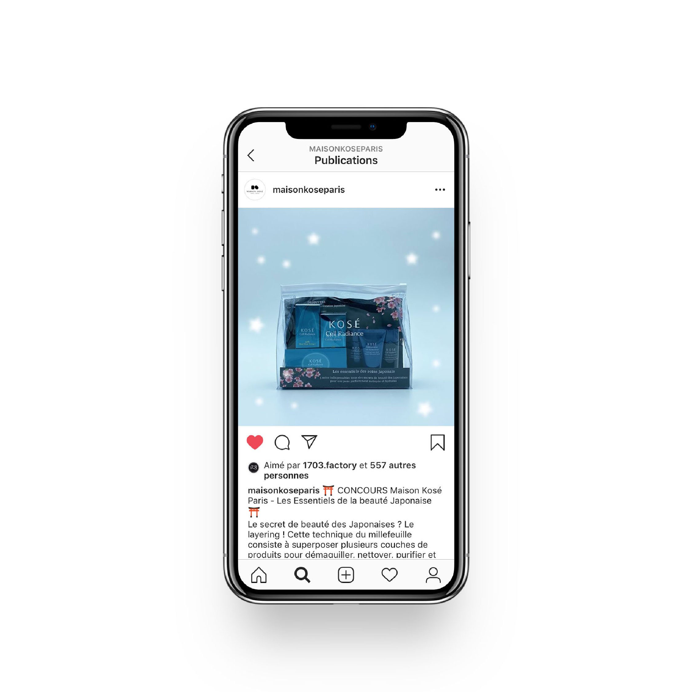 Community management Création de contenu concours instagram MAISON KOSE PARIS 1703 FACTORY