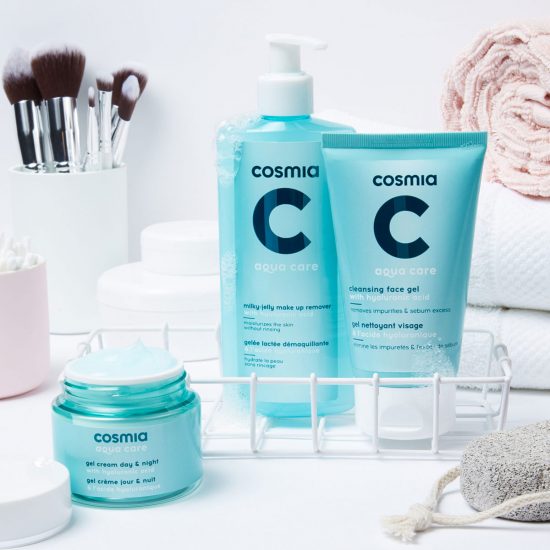 Soins de la marque Cosmia, packaging créé par 1703 Factory